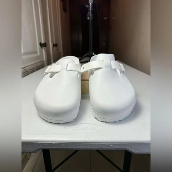 Birkenstock Boston Eva White Clogs Sz 46 Men Sz 13 Damaged - Picture 15 of 15